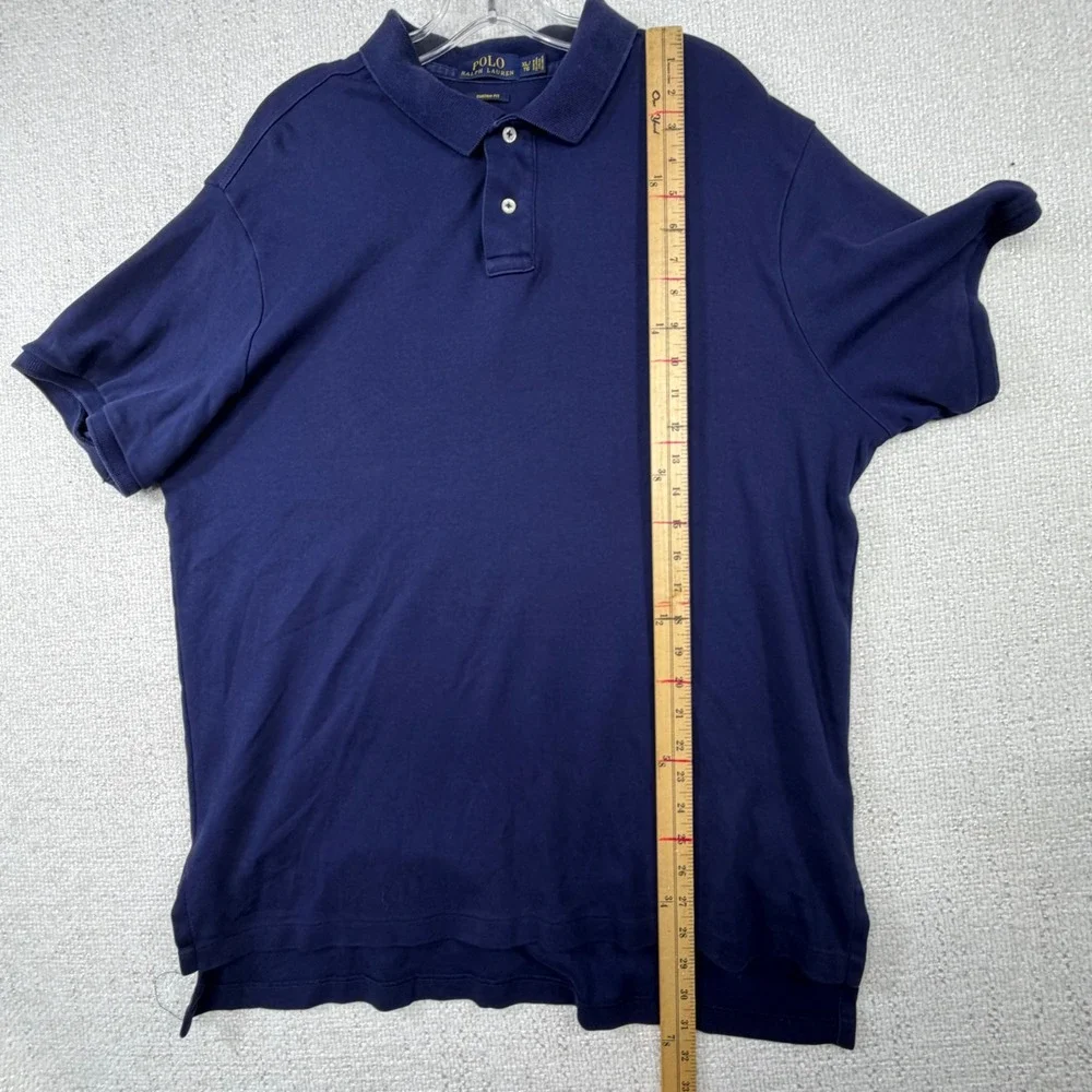 Polo Ralph Lauren Mens XL Custom Fit Navy Blue Short Sleeve Polo Shirt Red Pony